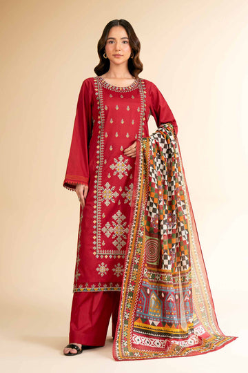 Nishat Linen 3 Piece - Digital Printed Embroidered Suit - 42501580 Online Shopping